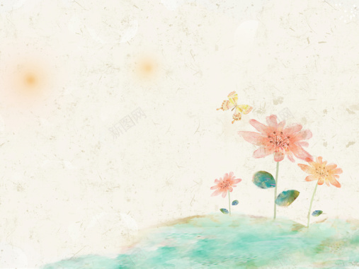 肉粉色手绘花朵背景背景