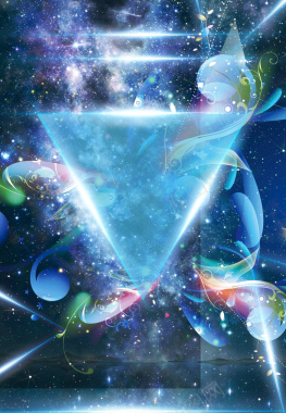 蓝色三角形星空背景海报背景