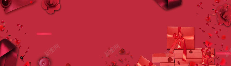 214红色花瓣情人节淘宝背景banner背景