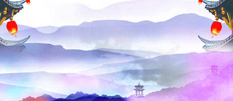 春节大气唯美紫色淘宝海报背景背景
