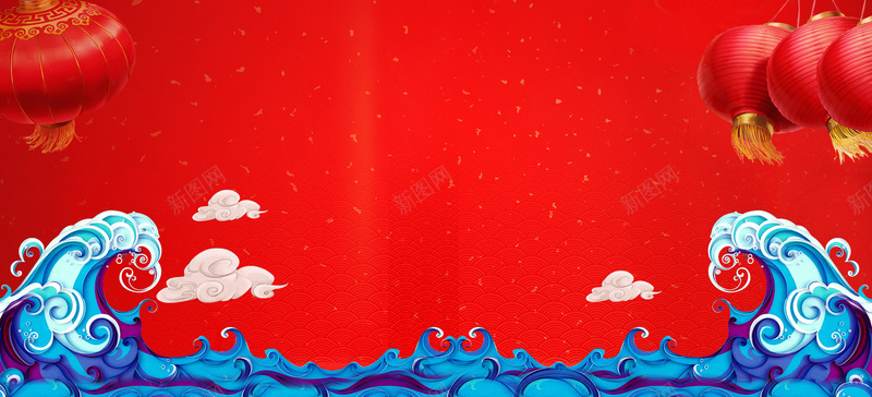 春节背景童趣红色banner背景背景