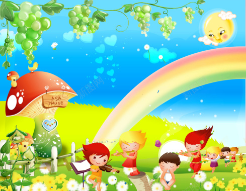 彩虹儿童活动海报背景素材背景