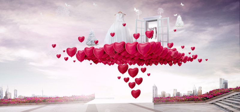 浪漫桃心背景背景