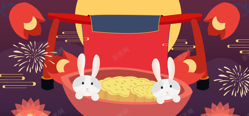 卡通中秋节兔兔背景背景