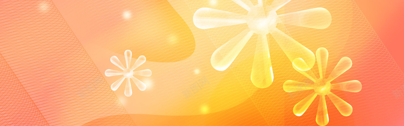 花朵漂浮橙色手绘bannerpsd设计背景_88icon https://88icon.com 光点 橙色 渐变 漂浮 花朵 手绘 文艺 网纹 线条 清新