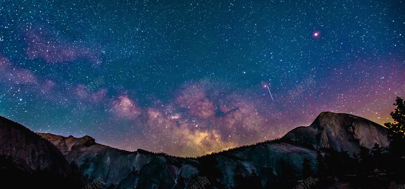 星空下的山脉背景图背景