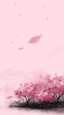 粉色小清新桃花PS源文件H5背景素材背景