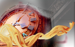 钟表与飘带图片大气欧式钟表背景素材高清图片