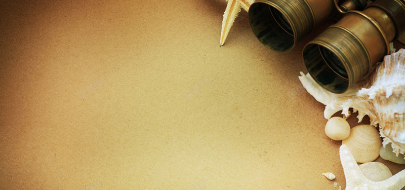 放在橙色纸片上的望远镜jpg设计背景_88icon https://88icon.com 望远镜 橙色 沙子 海星 贝壳 开心 快乐 海报banner