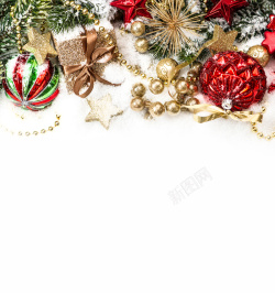 冬季装扮圣诞促销彩色装饰物背景图高清图片