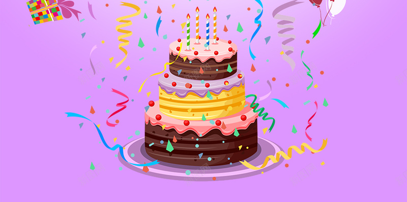 生日快乐紫色卡通蛋糕H5背景素材psd设计背景_88icon https://88icon.com 紫色 生日快乐 生日蛋糕 气球 礼物 卡通 扁平 漂浮元素