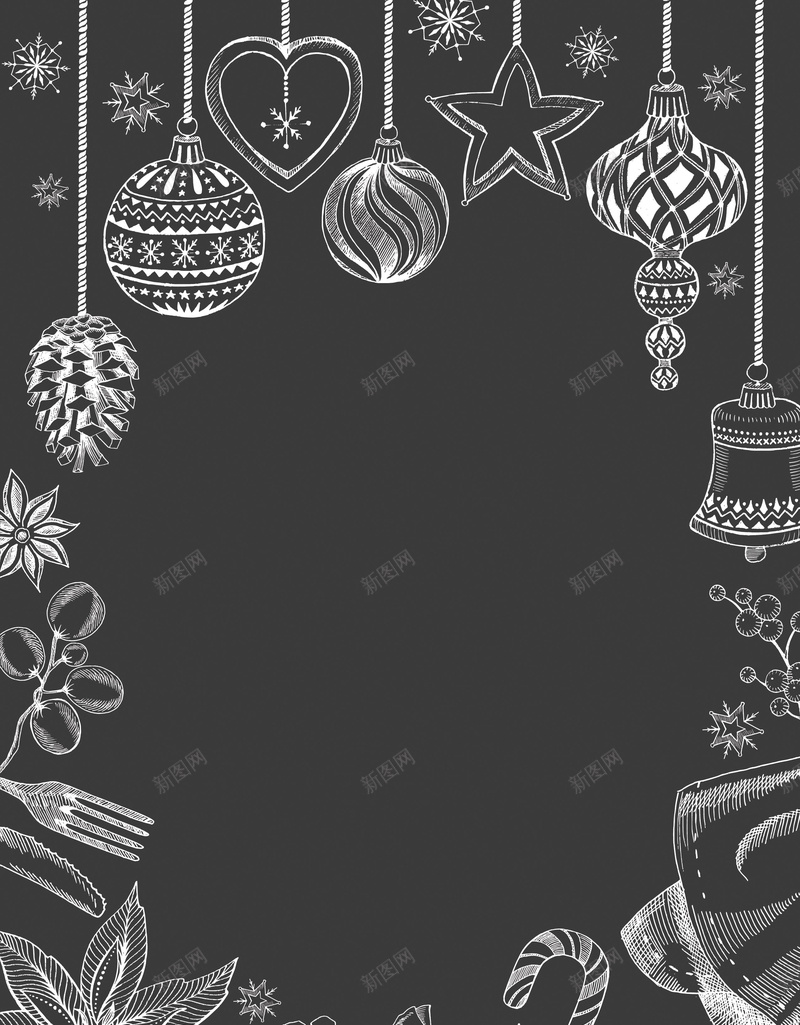 圣诞元素黑色菜单背景psd设计背景_88icon https://88icon.com 圣诞元素 圣诞 文艺 菜单 黑色 小清新 简约