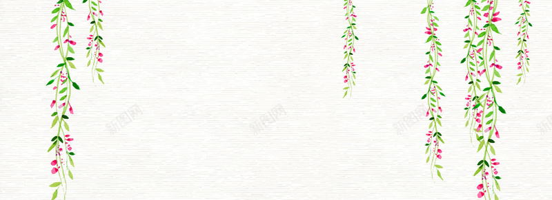 小清新文艺水彩手绘藤条花藤花朵背景背景