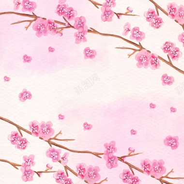 粉色花朵边框春天宣传背景素材背景