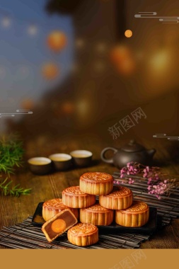 中秋节月饼促销设计背景