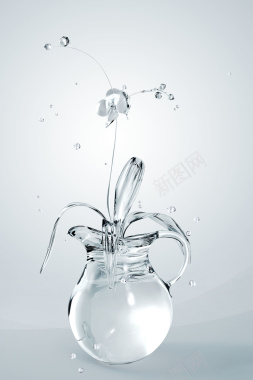 玻璃花盆创意海报背景素材背景