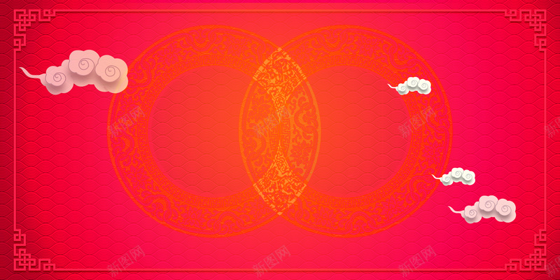 中国风边框背景jpg设计背景_88icon https://88icon.com 中国风 花边框 红色背景 纹理底纹 云朵 庄重背景 严肃 庄重 正式
