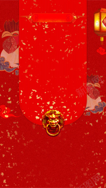 红色中国风手绘鸡年PSD分层H5背景素材背景