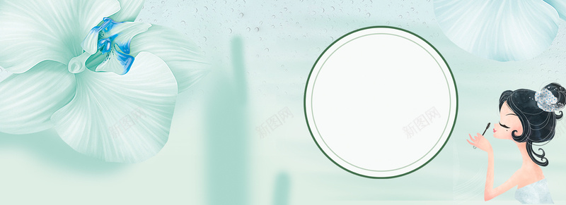 美妆节文艺几何手绘蓝bannerpsd设计背景_88icon https://88icon.com 化妆品 美妆节 化妆 文艺 美妆 小清新 简约 素材 广告 设计 背景 女生 花瓣 几何 手绘