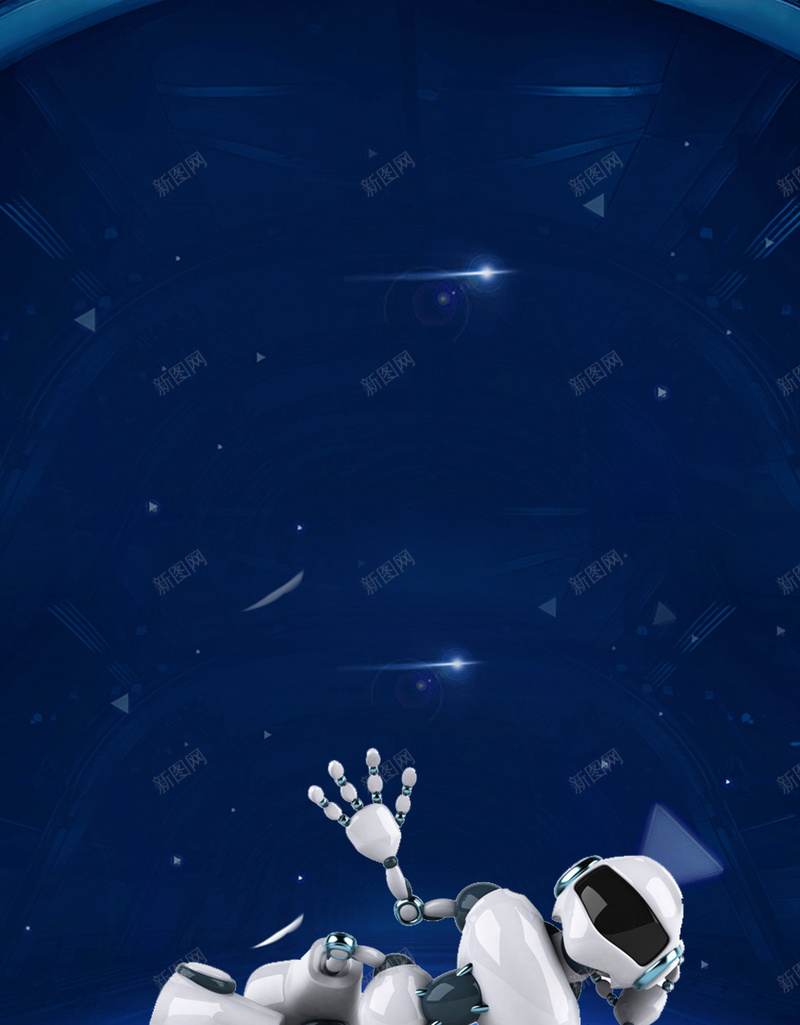 蓝色科技机器人平面广告psd设计背景_88icon https://88icon.com 平面广告 科技背景 蓝色背景 机器人 酷炫 光芒 商务 创意 科幻背景