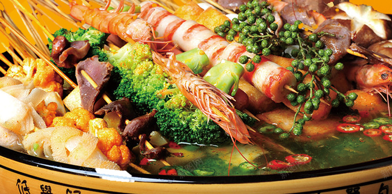 黄色背景上的辣椒H5素材背景psd设计背景_88icon https://88icon.com 黄色背景 吉他 帽子 模板 辣椒 H5素材 PSD背景 美食 美味 串串