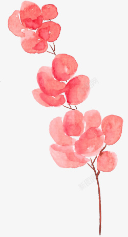 手绘水彩中国风红色花束插画素材素材