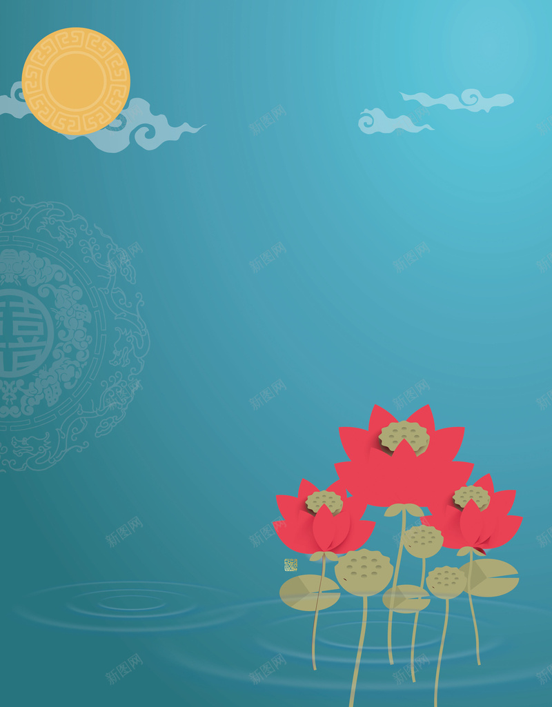 月空荷花海报背景psd设计背景_88icon https://88icon.com 中秋节 插画 月亮 荷叶 荷花 图片背景 文艺 小清新 简约