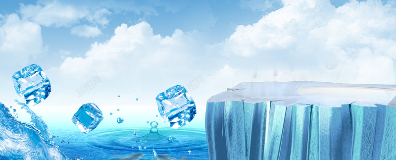 蓝色冰块背景