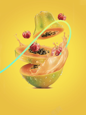 黄色新鲜水果海报设计背景素材背景