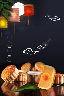 简约中国风中秋节月饼广告背景