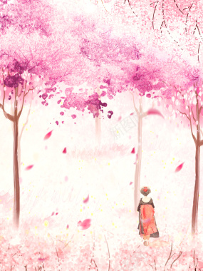 粉色浪漫樱花节宣传海报背景素材背景