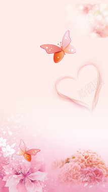 浪漫粉色花朵psd分层H5背景背景