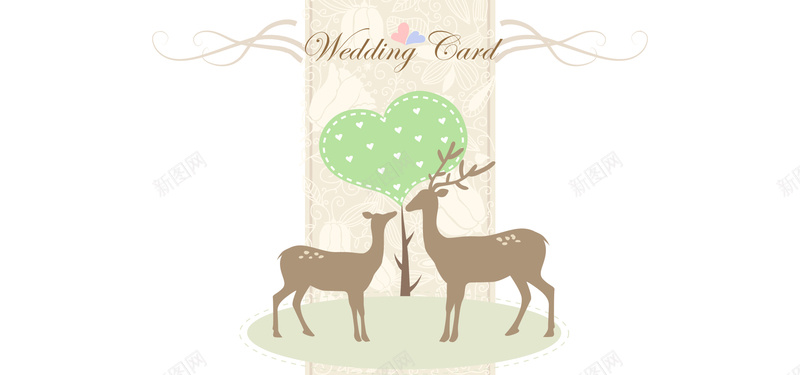 装饰婚礼手绘卡通白色banner背景背景