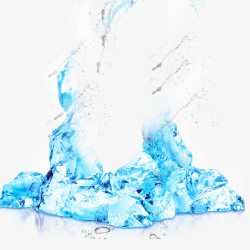 蓝色冰块水花效果元素素材