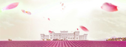 粉红花海花卉城堡背景装饰高清图片