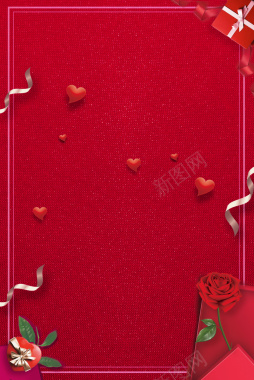 七夕浪漫情人节玫瑰几何红色背景背景
