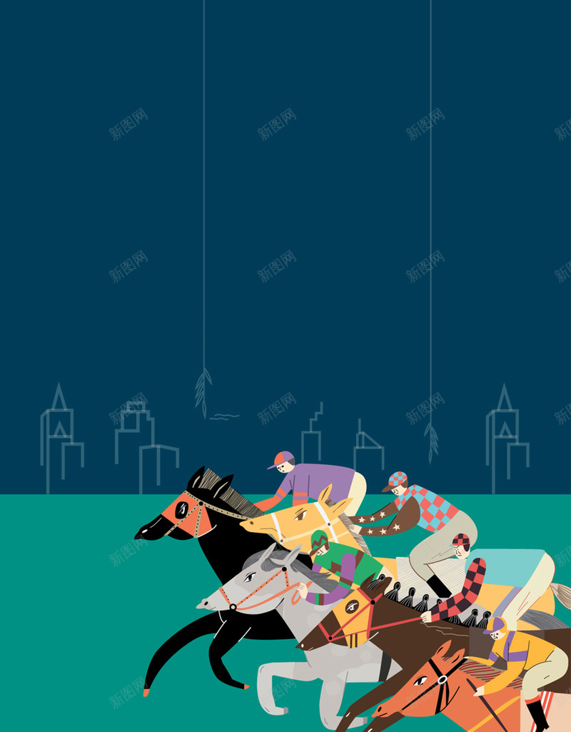 卡通手绘马术运动赛马比赛宣传海报jpg设计背景_88icon https://88icon.com 卡通 手绘 赛马 运动 马术 比赛 宣传 海报