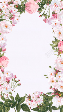 文艺粉色花瓣边框H5背景素材背景