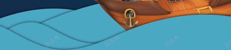 卡通手绘海盗船海报psd设计背景_88icon https://88icon.com 海盗船 卡通 宝藏 手绘 海报 宝箱 航海 骷髅