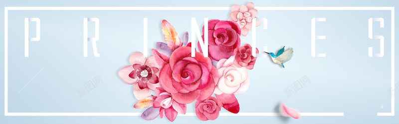 春夏女装新品上市粉色手绘花朵电商海报背景背景