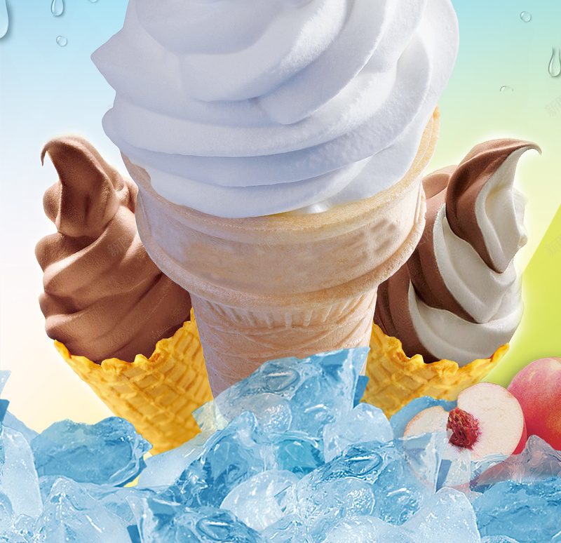 冰淇淋展架背景素材psd设计背景_88icon https://88icon.com 奶油冰淇淋 夏天素材 渐变背景 冰淇淋 巧克力 设计 水波纹 冰块 冰爽夏日