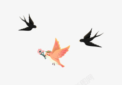 彩色燕子折纸燕子和彩色小鸟高清图片