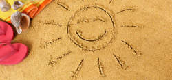 棕色沙子沙滩上的笑脸图片高清图片