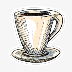 矢量手绘咖啡甜品咖啡杯素材素材