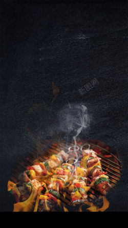 烧烤画册烧烤菜单黑色大气创意H5背景素材高清图片