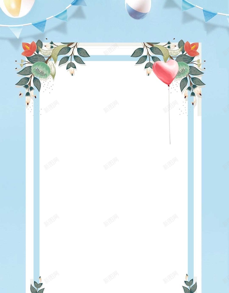 花店新品上市情人节七夕H5背景素材psd设计背景_88icon https://88icon.com 表白节 促销 创意 手绘 花朵 花店 新品上市 情人节 七夕 蓝色 边框 花卉 文艺