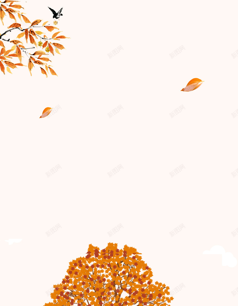 秋季秋天黄色枫叶飘落H5背景psd设计背景_88icon https://88icon.com 秋季 秋天 黄色枫叶 叶子飘落 橙色背景 H5背景 地面 长椅 树木 手绘秋天