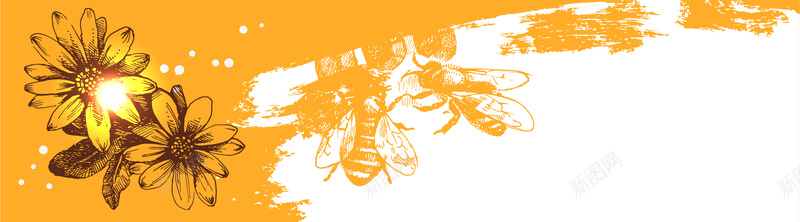 精美蜂蜜元素banner背景jpg设计背景_88icon https://88icon.com 蜜蜂 黄色背景 卡通画 海报banner 卡通 童趣 手绘
