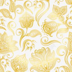 时尚植物金色花纹底纹矢量素材素材