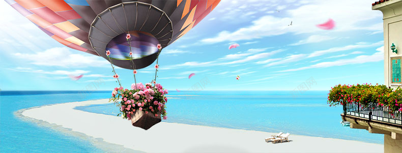 浪漫热气球海报背景背景